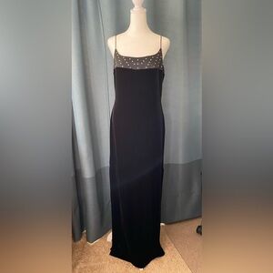 VTG Velvet Open Back Formal Maxi Dress Black Whimsigoth Prom Fairy Goth *READ